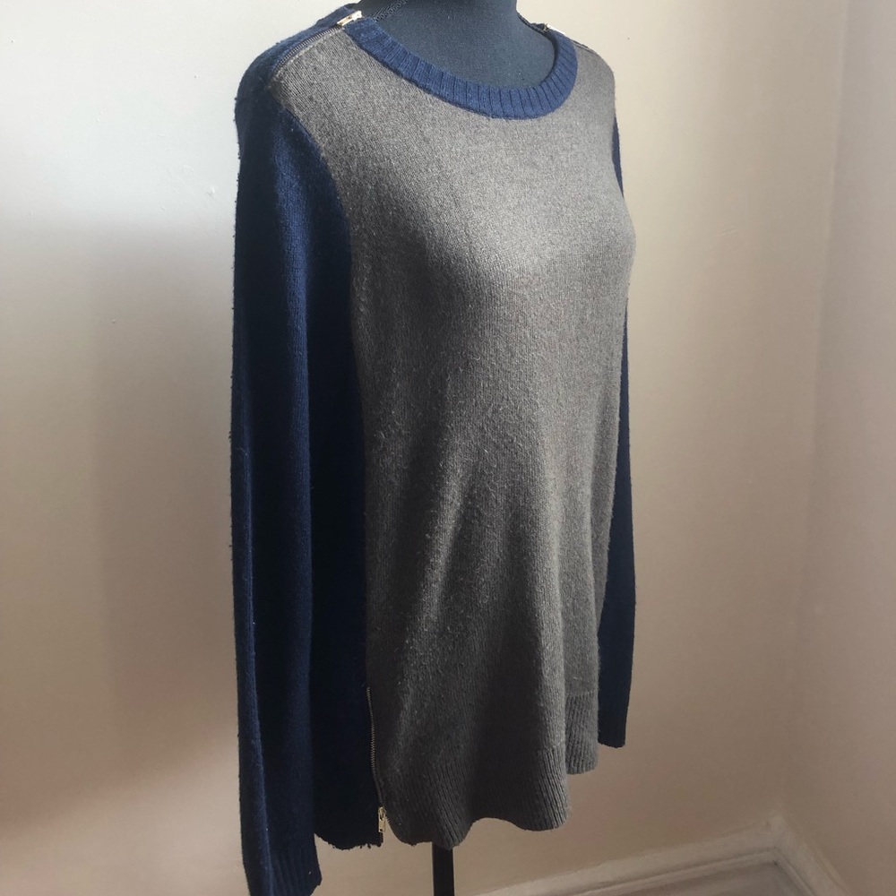 J CREW zip neck color block sweater